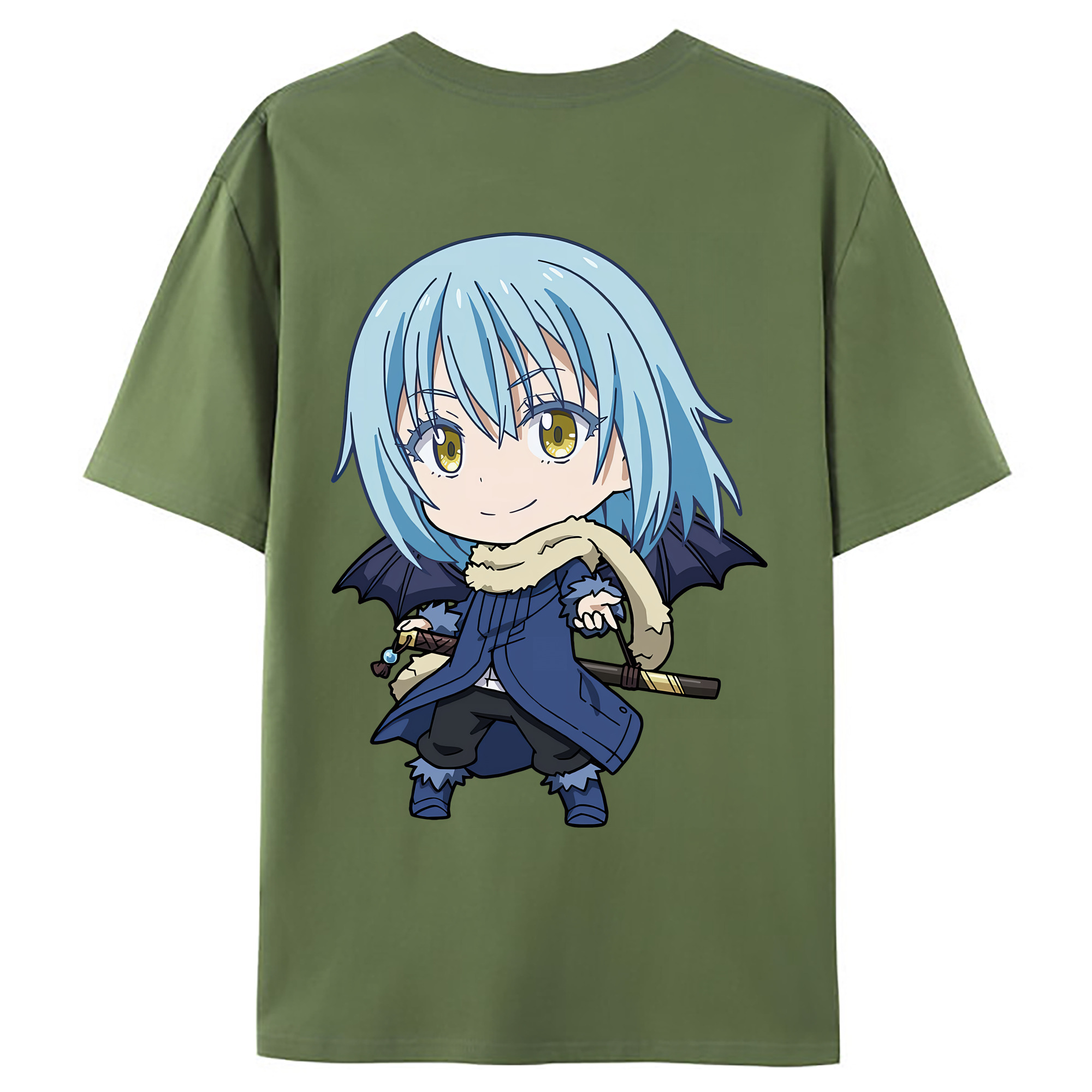 （画像用） 転スラ Regarding Reincarnated to Slime 綿100％ メンズ半袖Tシャツ（バックプリント） 通気性